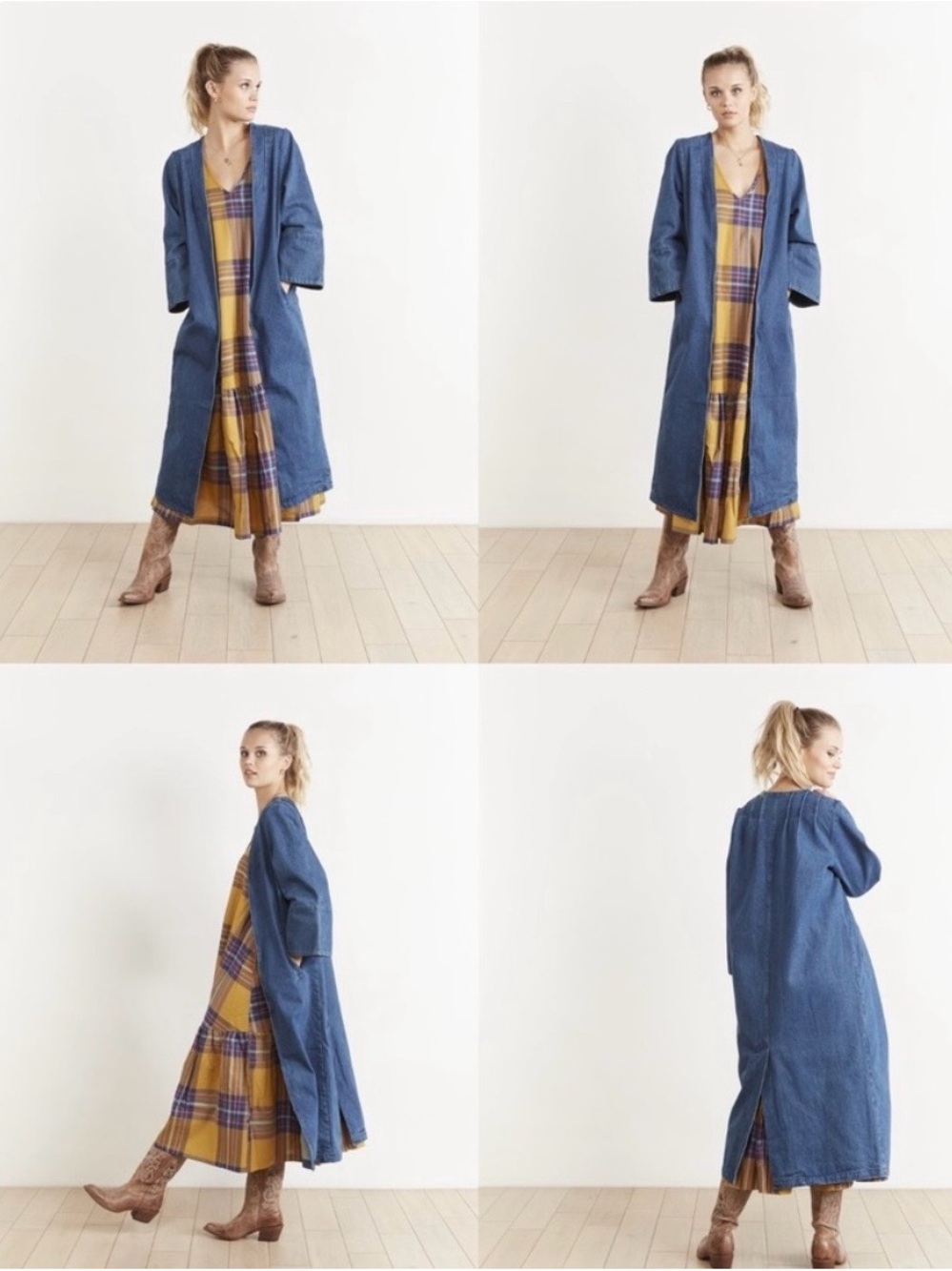 Blue Long Denim Duster Coat